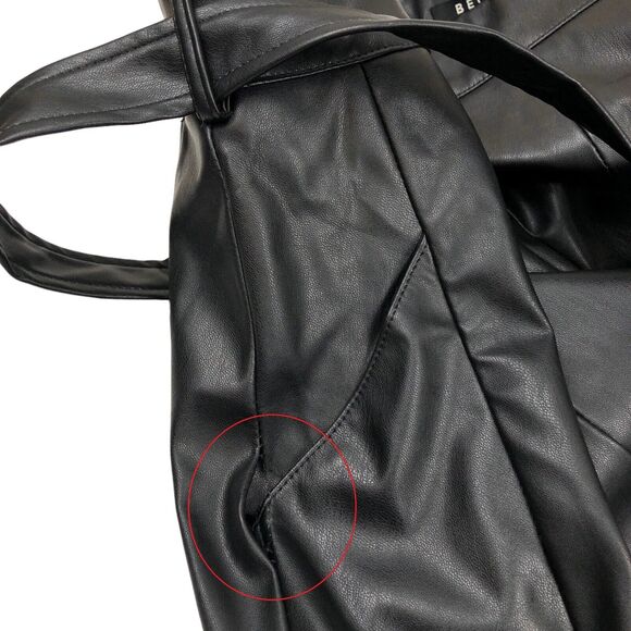 Beulah Style Black A-Line Faux Leather Midi Skirt Womens Small New Flawed - Picture 7 of 8